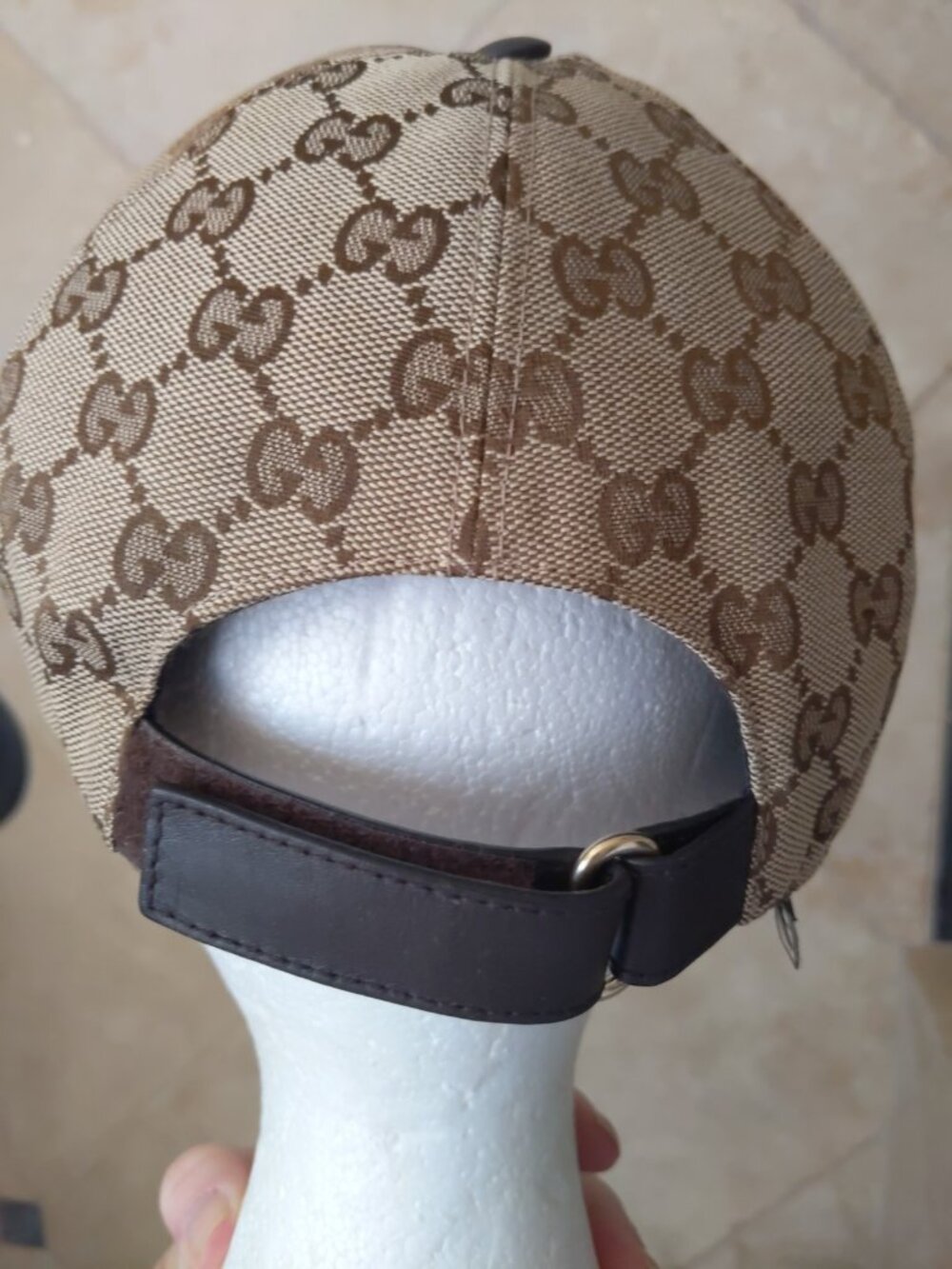 Gucci GG Logo Baseball Cap Beige Brown Striped Green Red Women - Picture 4 of 6